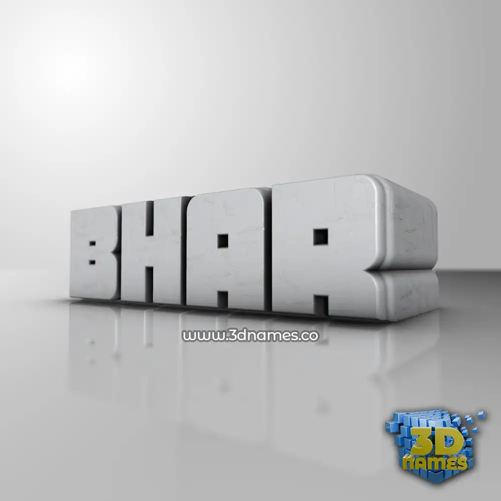 bhar in White Metro style - 3D name wallpaper