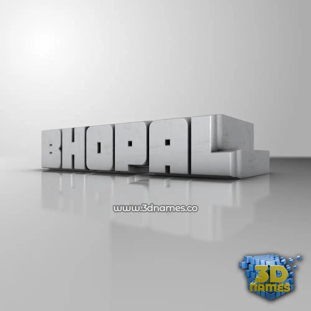 bhopal in White Metro style - 3D name wallpaper