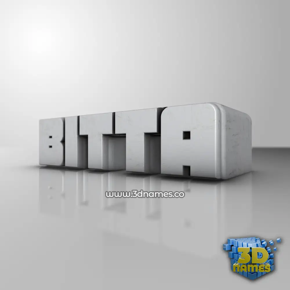 bitta in White Metro style - 3D name wallpaper