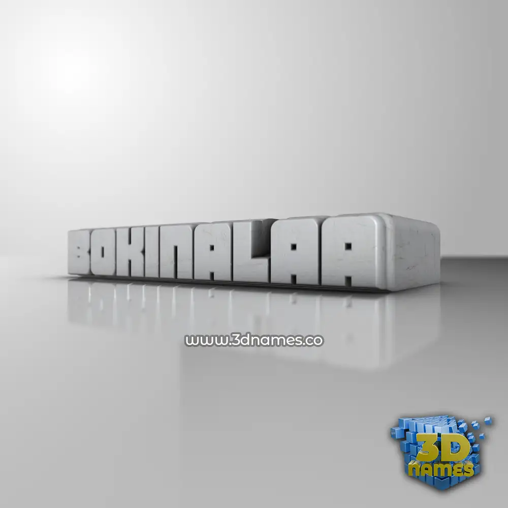 bokinalaa in White Metro style - 3D name wallpaper