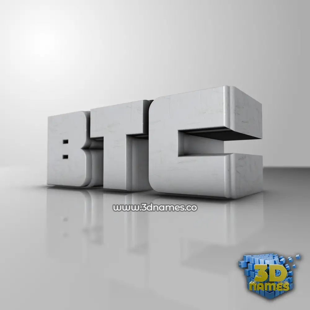 btc in White Metro style - 3D name wallpaper