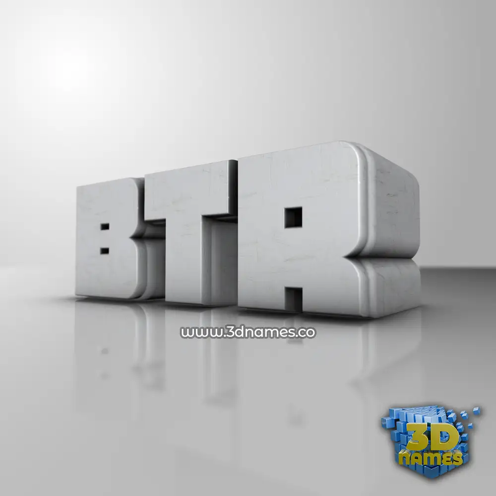 btr in White Metro style - 3D name wallpaper