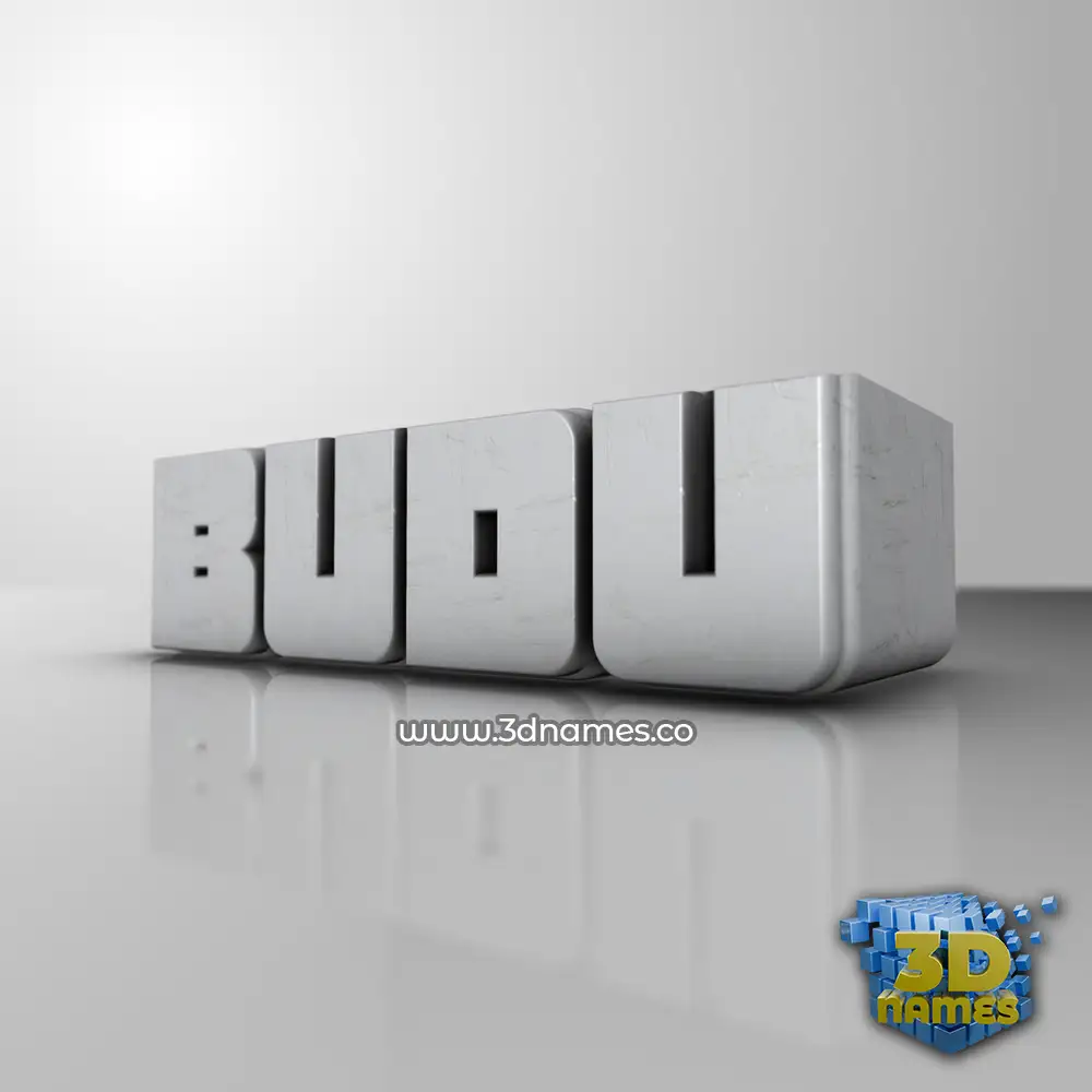 budu in White Metro style - 3D name wallpaper
