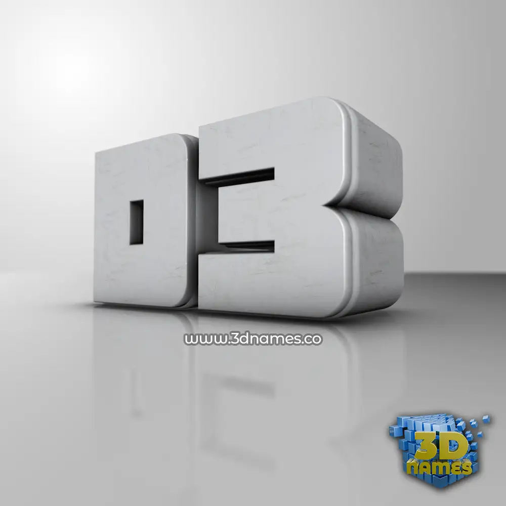 d3 in White Metro style - 3D name wallpaper