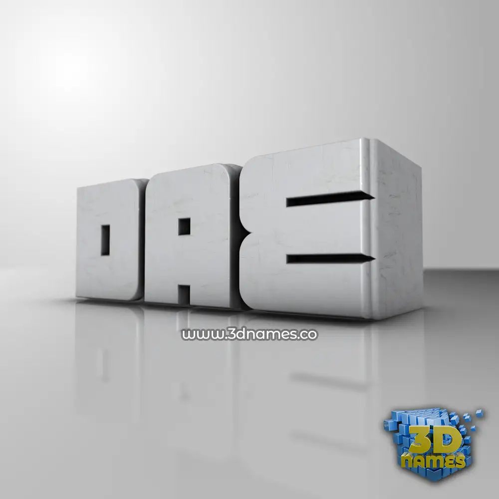 dae in White Metro style - 3D name wallpaper