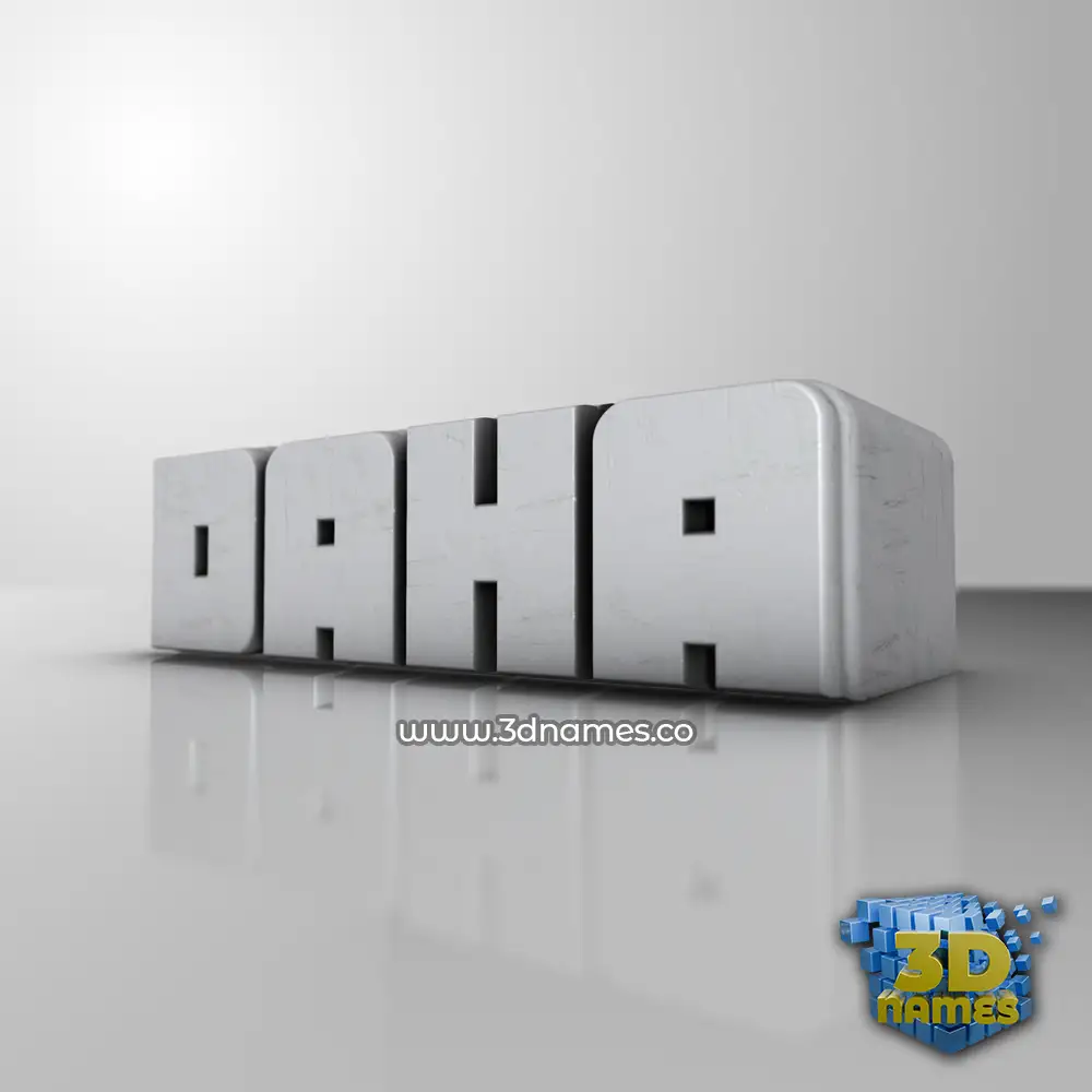 daha in White Metro style - 3D name wallpaper