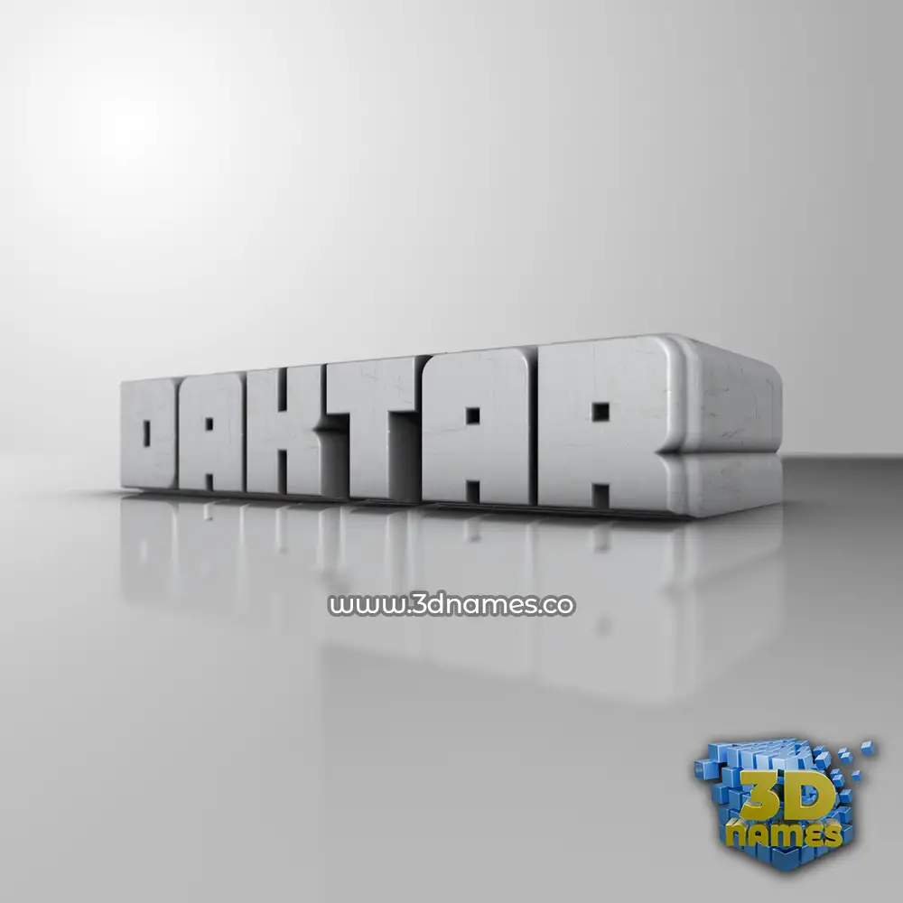 daktar in White Metro style - 3D name wallpaper