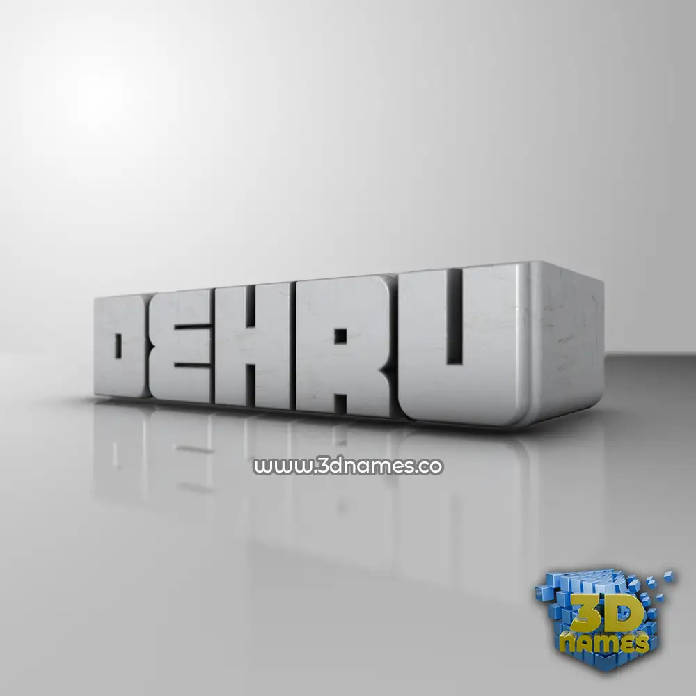 dehru in White Metro style - 3D name wallpaper
