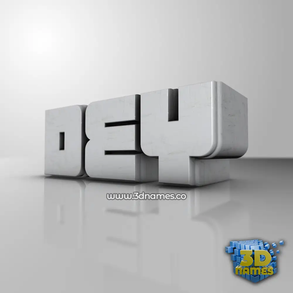 dey in White Metro style - 3D name wallpaper