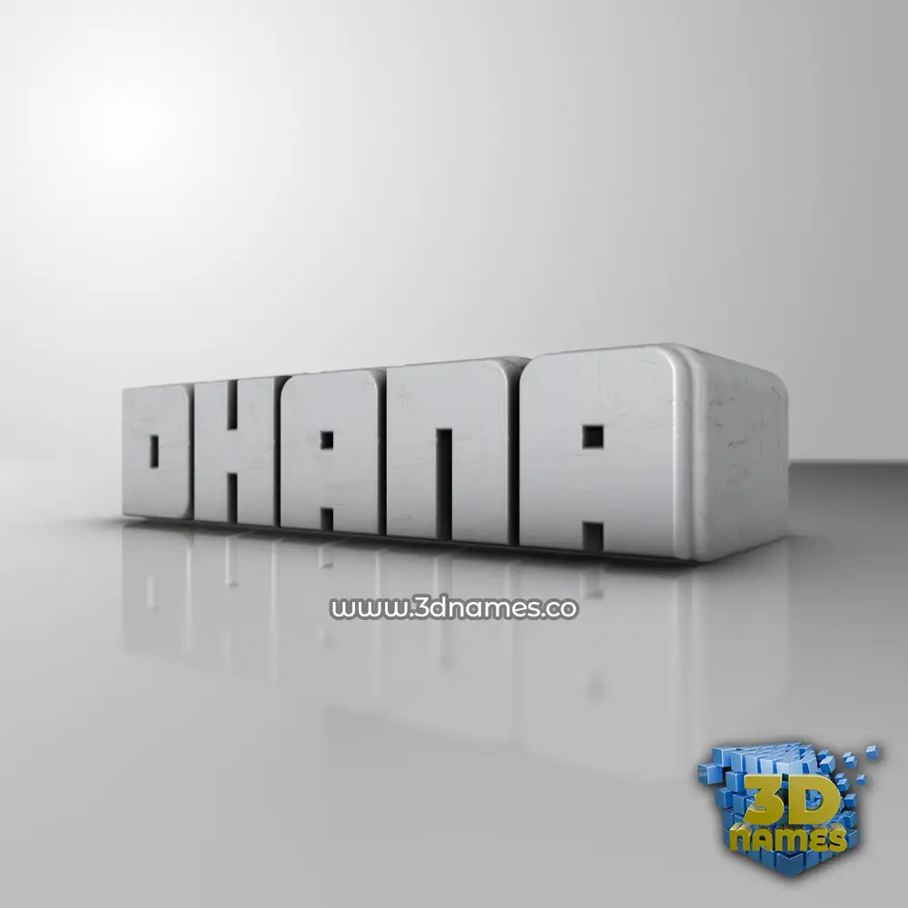 dhana in White Metro style - 3D name wallpaper