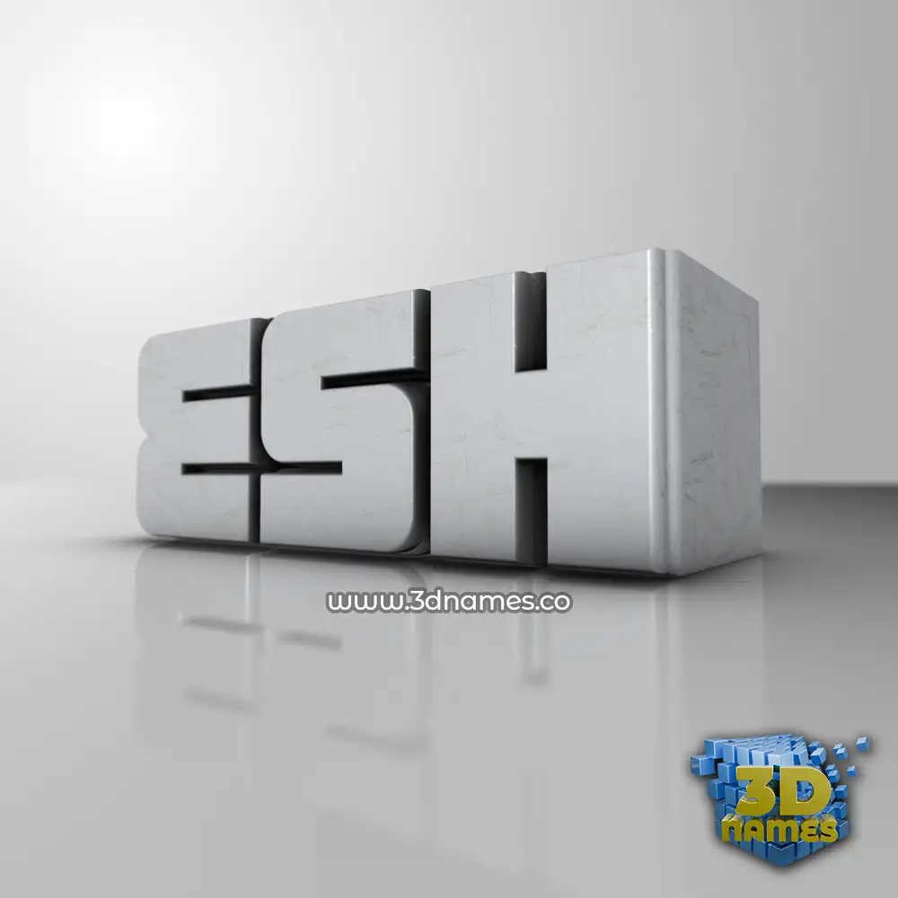 esh in White Metro style - 3D name wallpaper