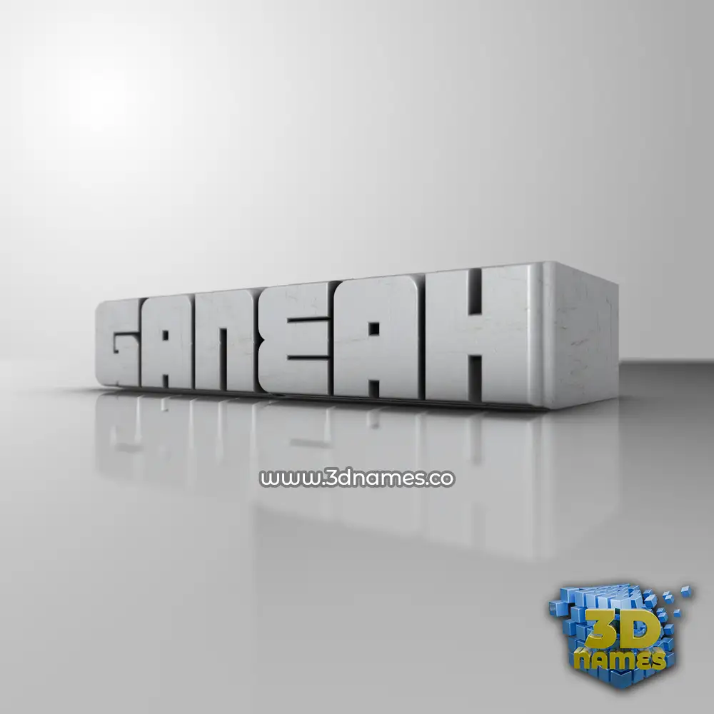 ganeah in White Metro style - 3D name wallpaper