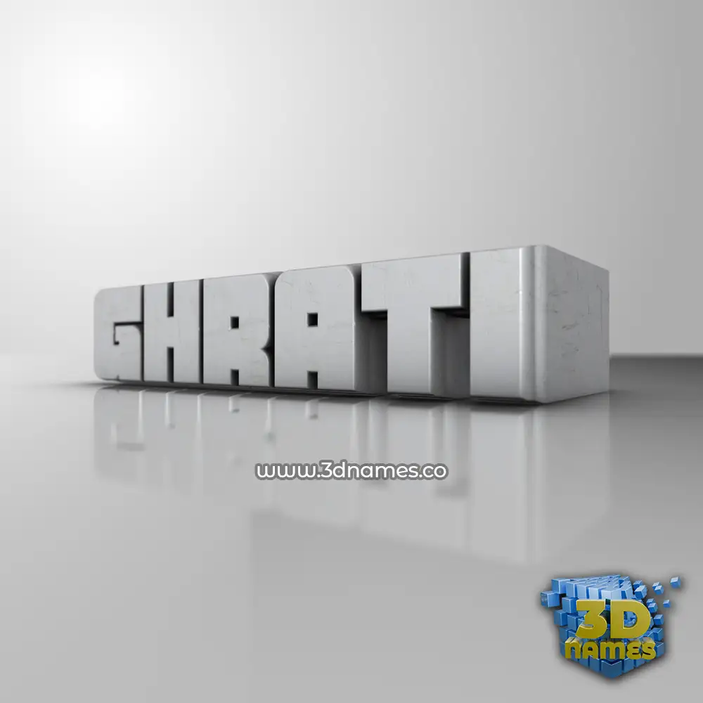 ghrati in White Metro style - 3D name wallpaper