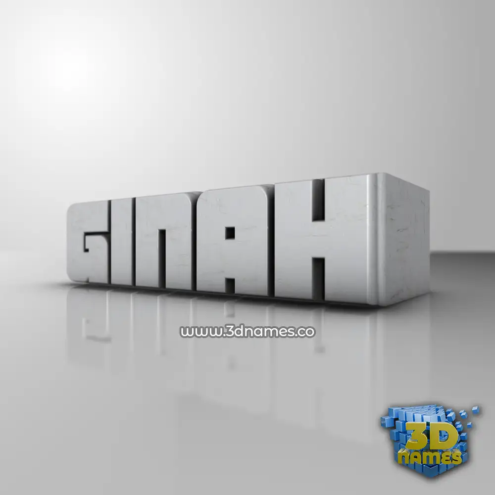 ginah in White Metro style - 3D name wallpaper