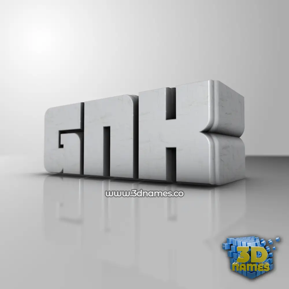 gnk in White Metro style - 3D name wallpaper