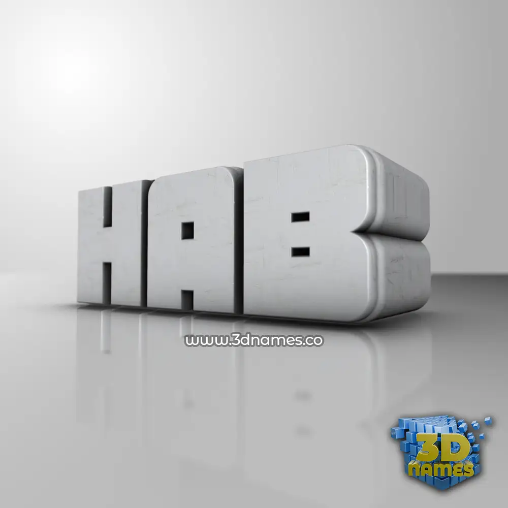 hab in White Metro style - 3D name wallpaper