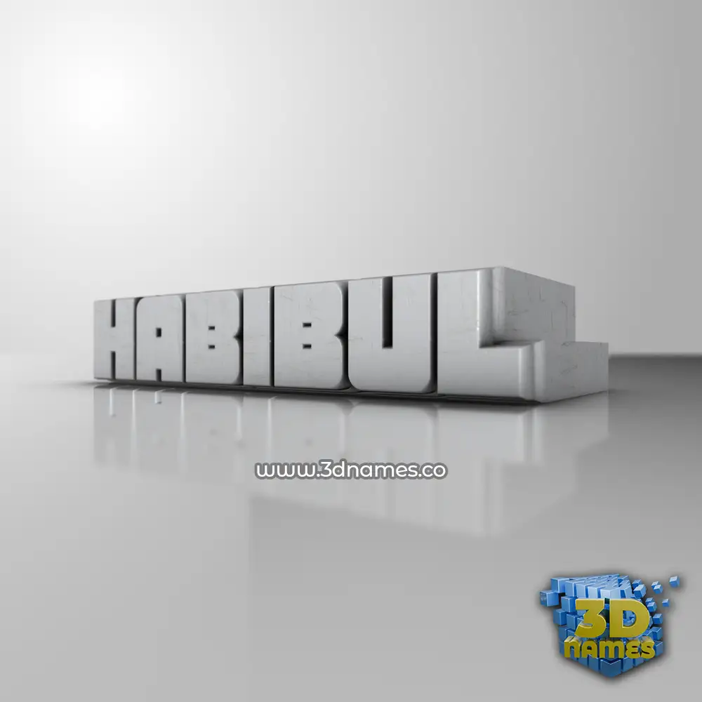 habibul in White Metro style - 3D name wallpaper