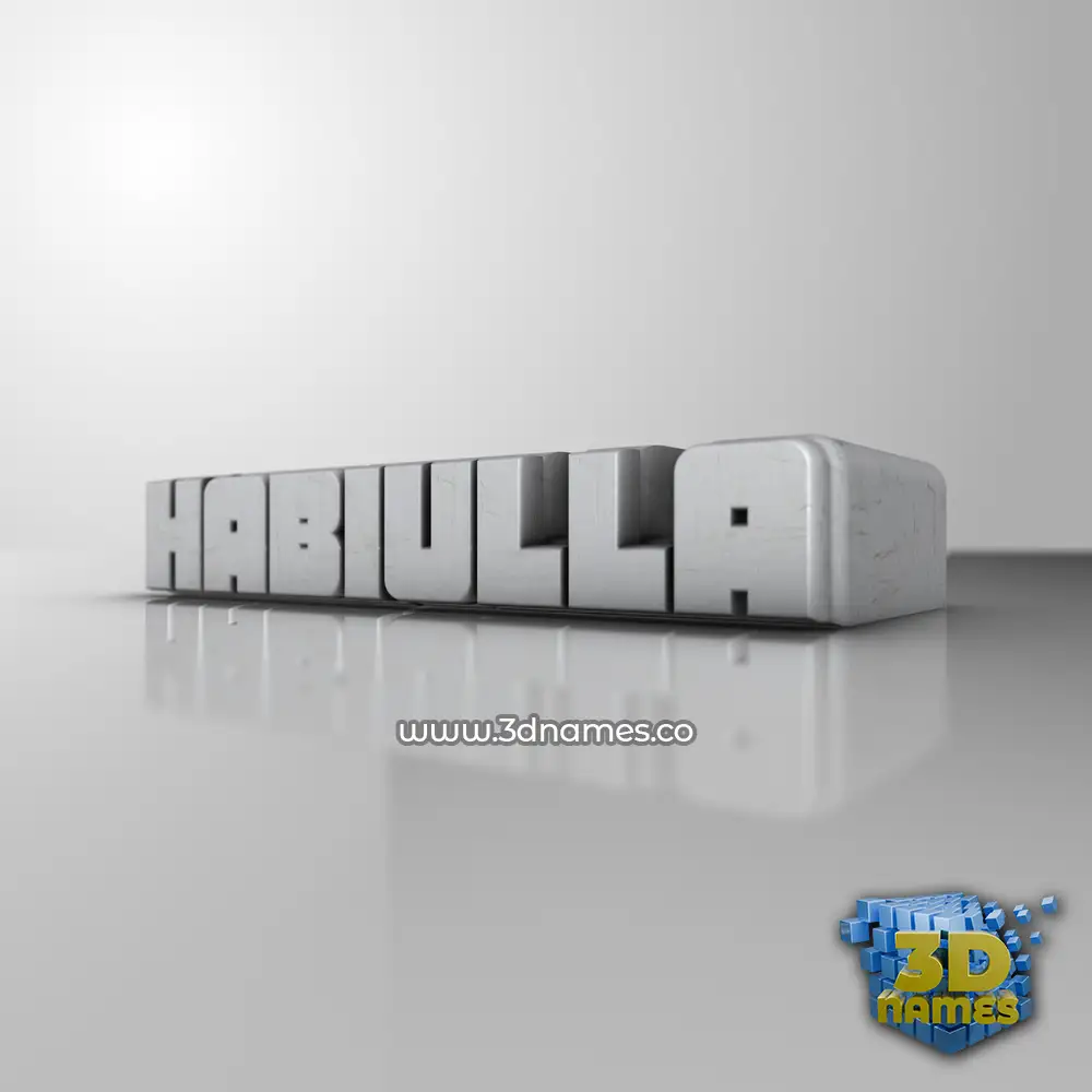habiulla in White Metro style - 3D name wallpaper