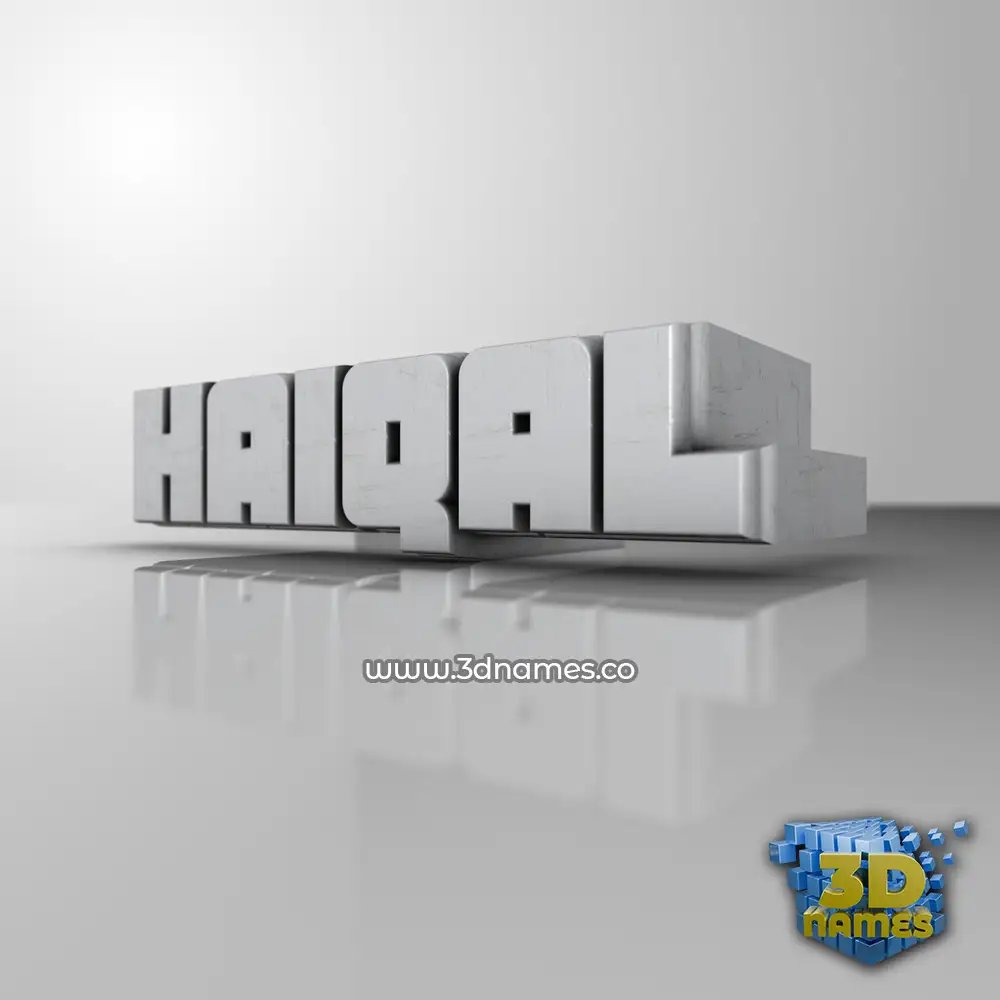 haiqal in White Metro style - 3D name wallpaper