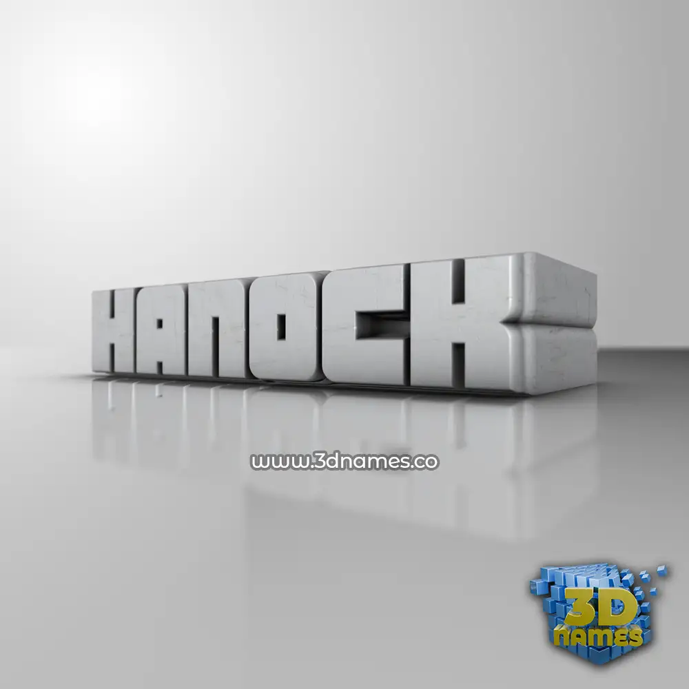 hanock in White Metro style - 3D name wallpaper