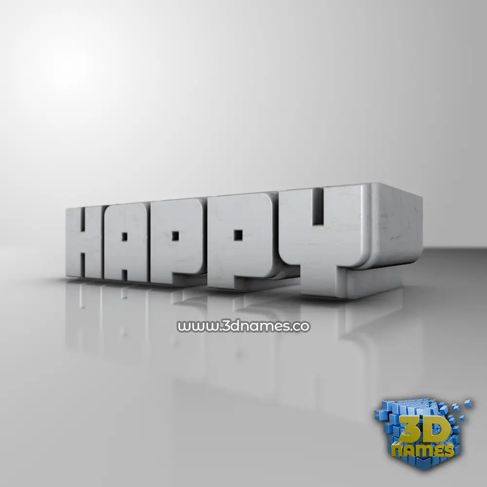 happy in White Metro style - 3D name wallpaper
