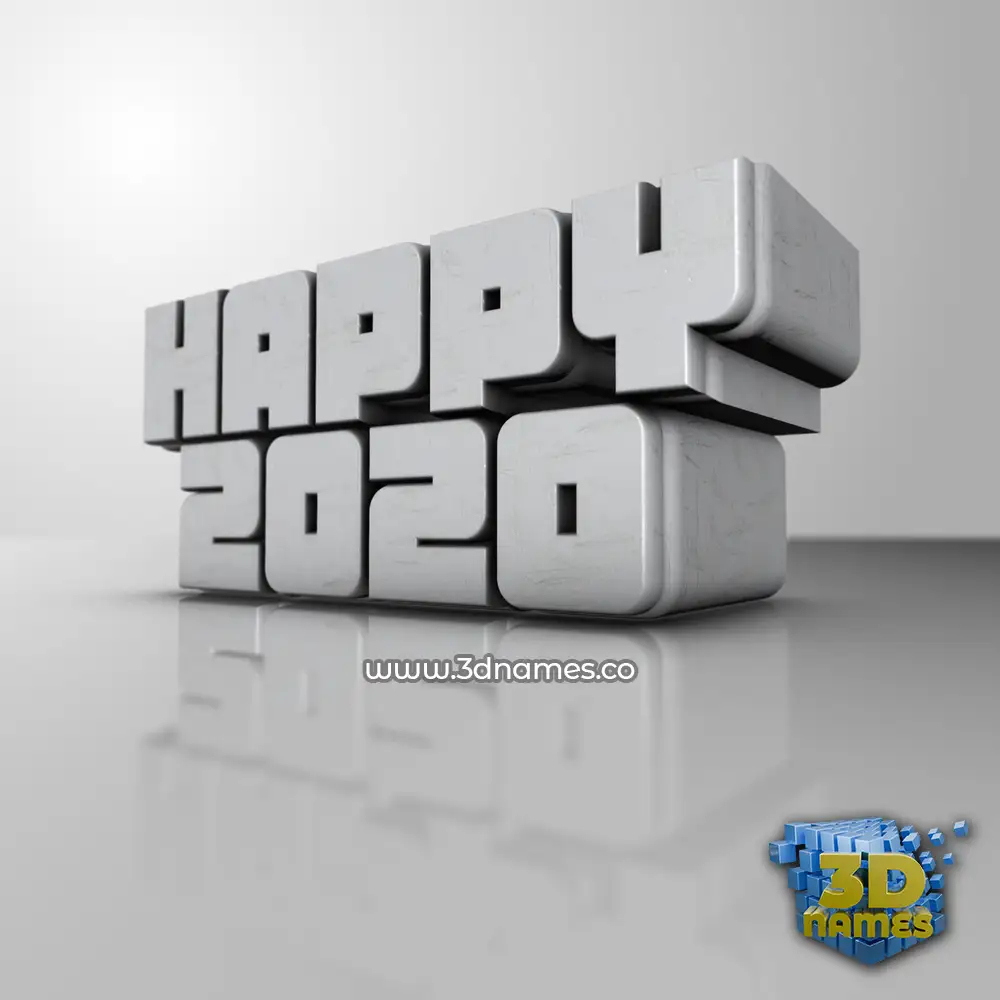 happy 2020 in White Metro style - 3D name wallpaper