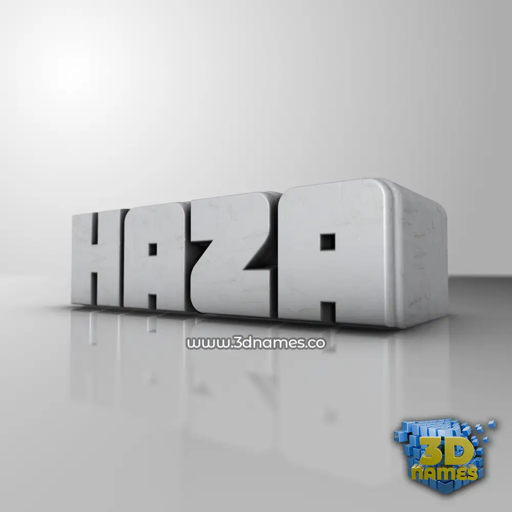 haza in White Metro style - 3D name wallpaper