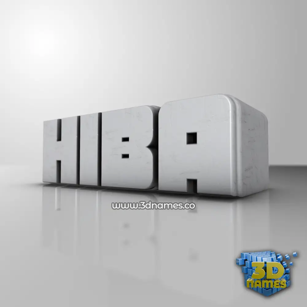 hiba in White Metro style - 3D name wallpaper