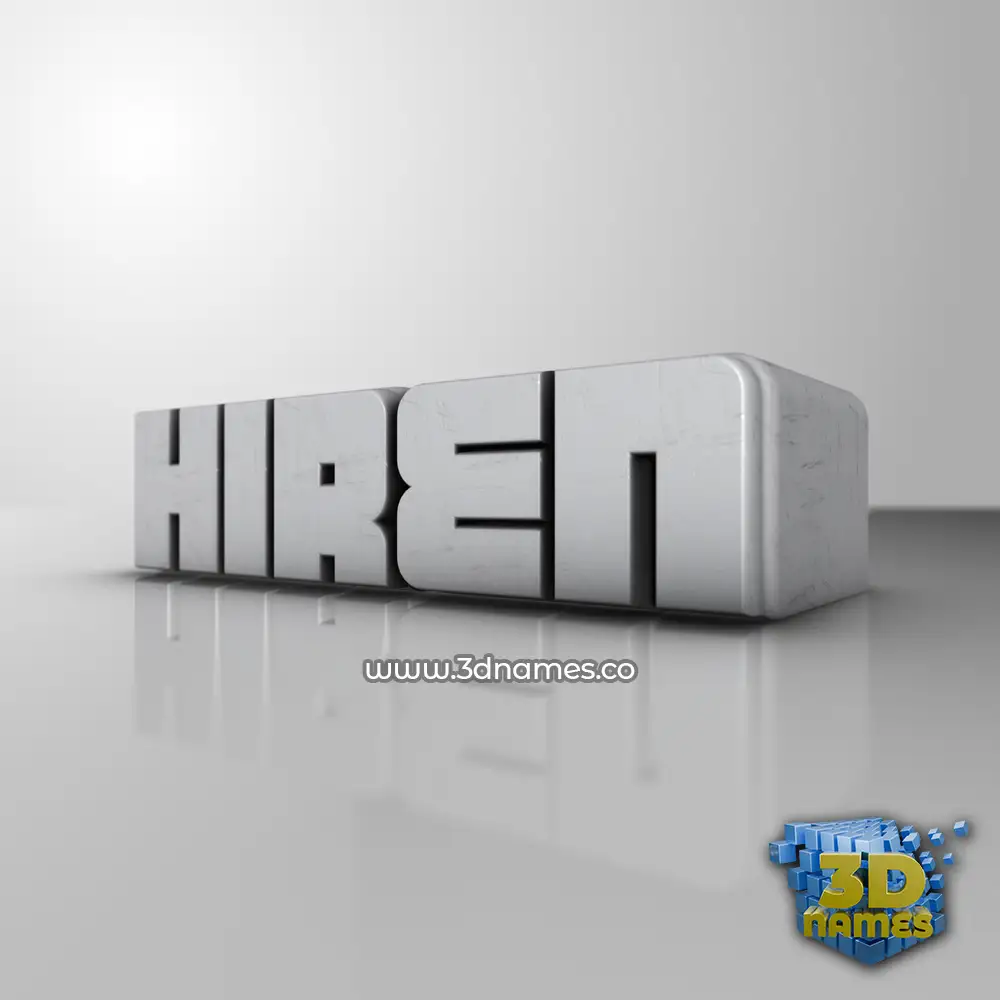 hiren in White Metro style - 3D name wallpaper