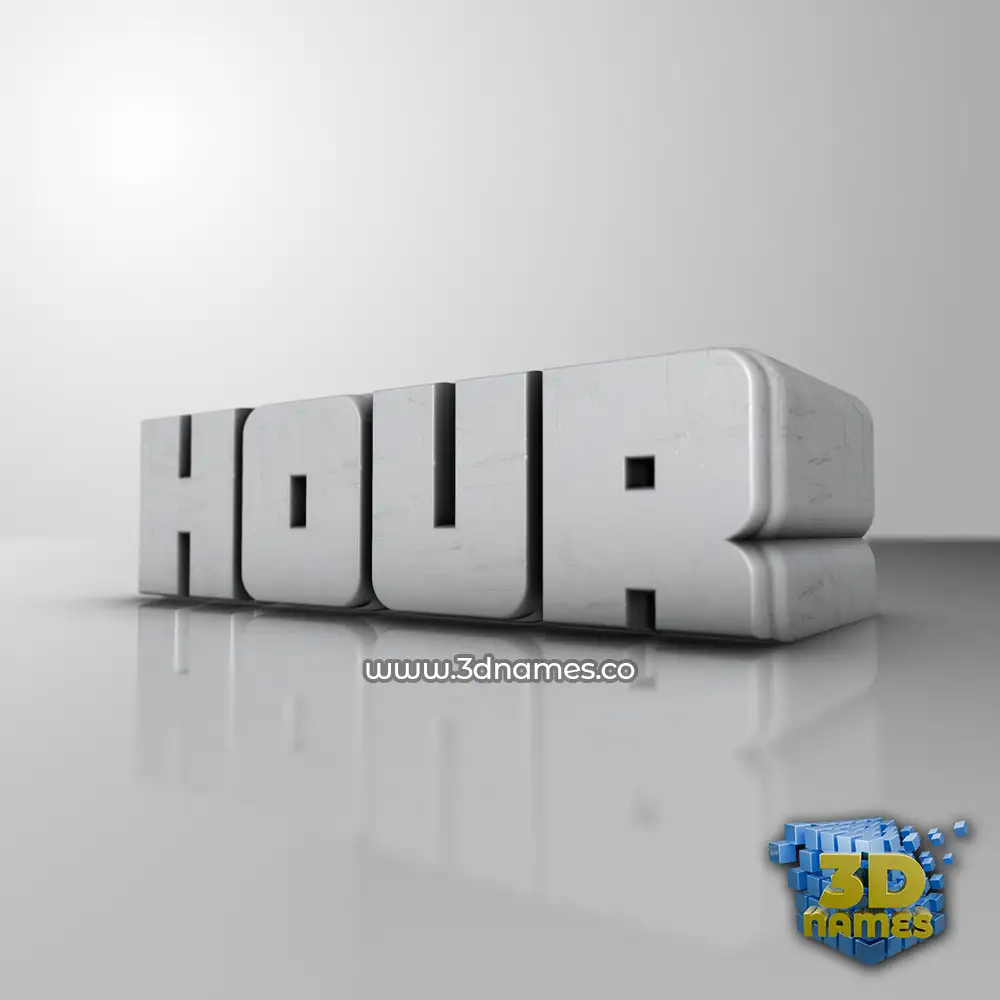 hour in White Metro style - 3D name wallpaper