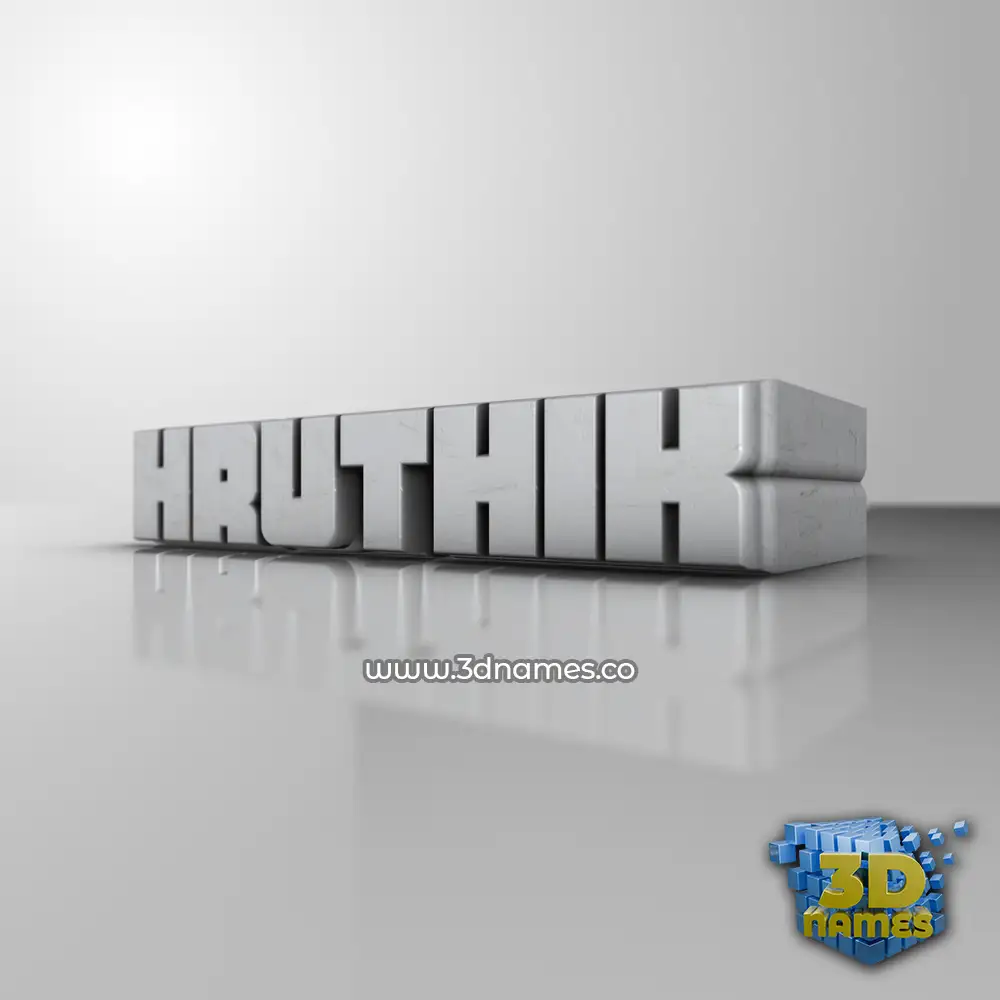 hruthik in White Metro style - 3D name wallpaper