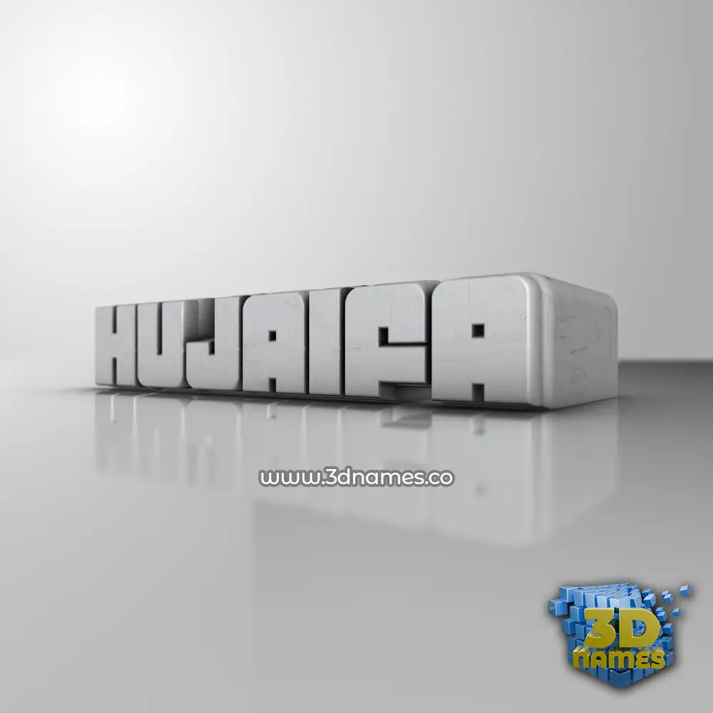 hujaifa in White Metro style - 3D name wallpaper