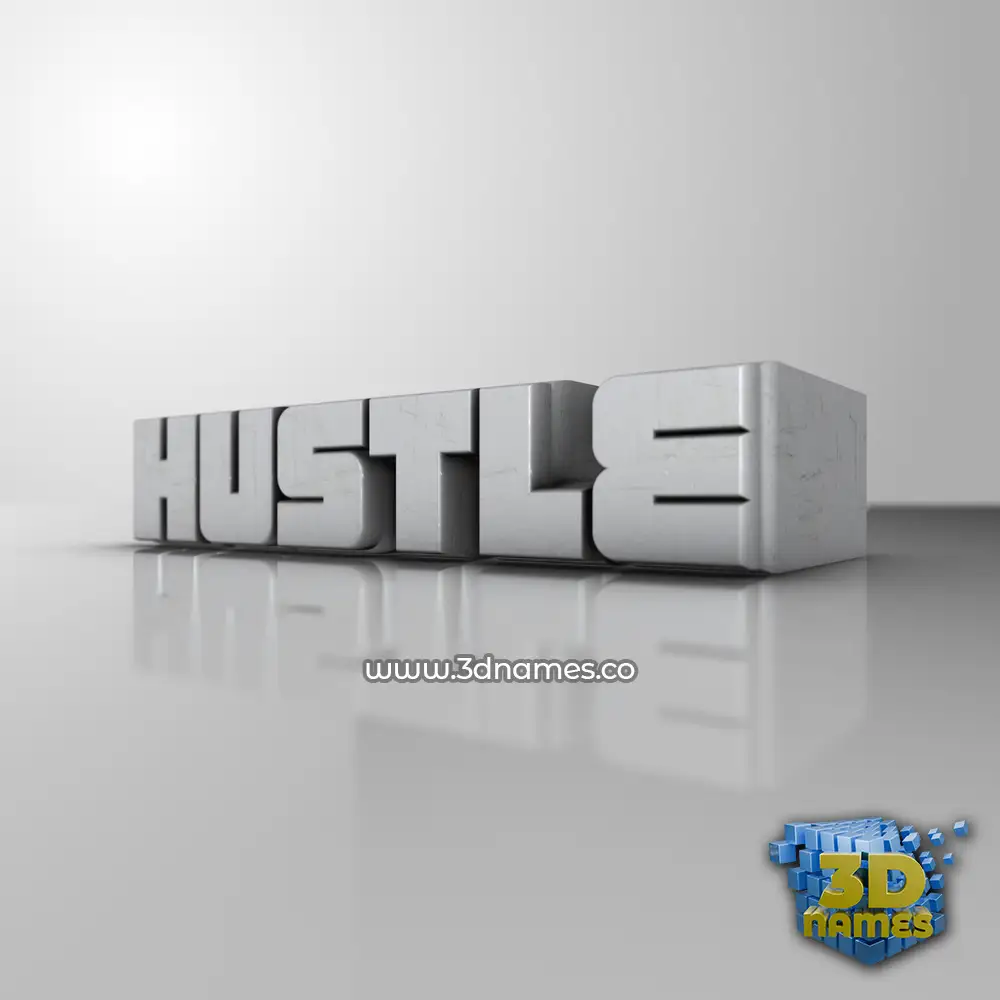 hustle in White Metro style - 3D name wallpaper