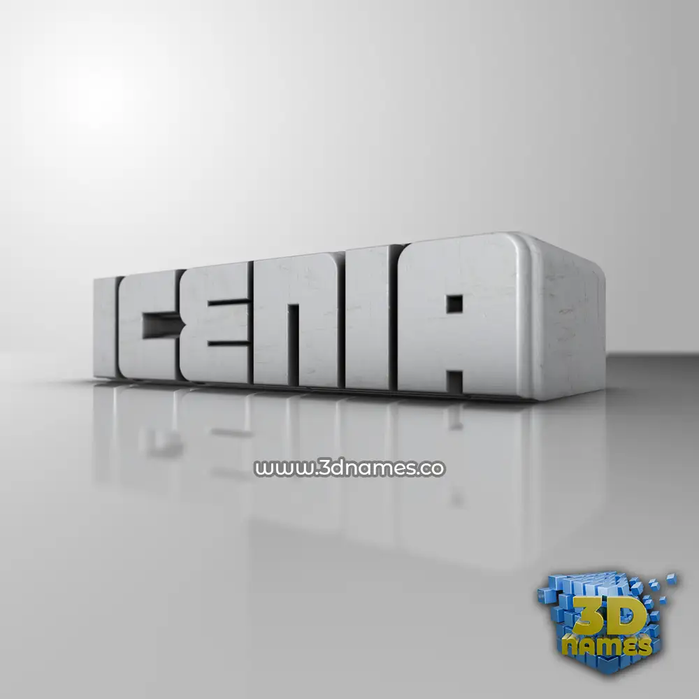 icenia in White Metro style - 3D name wallpaper