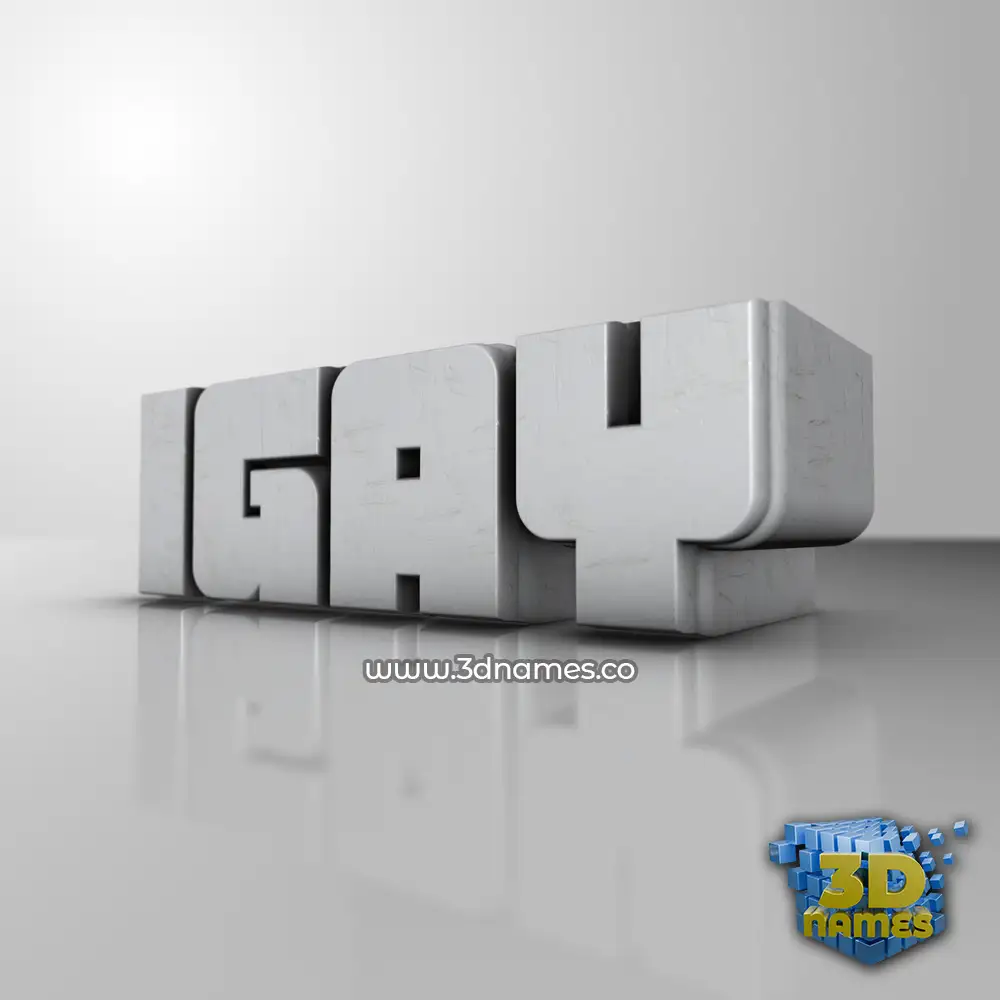 igay in White Metro style - 3D name wallpaper