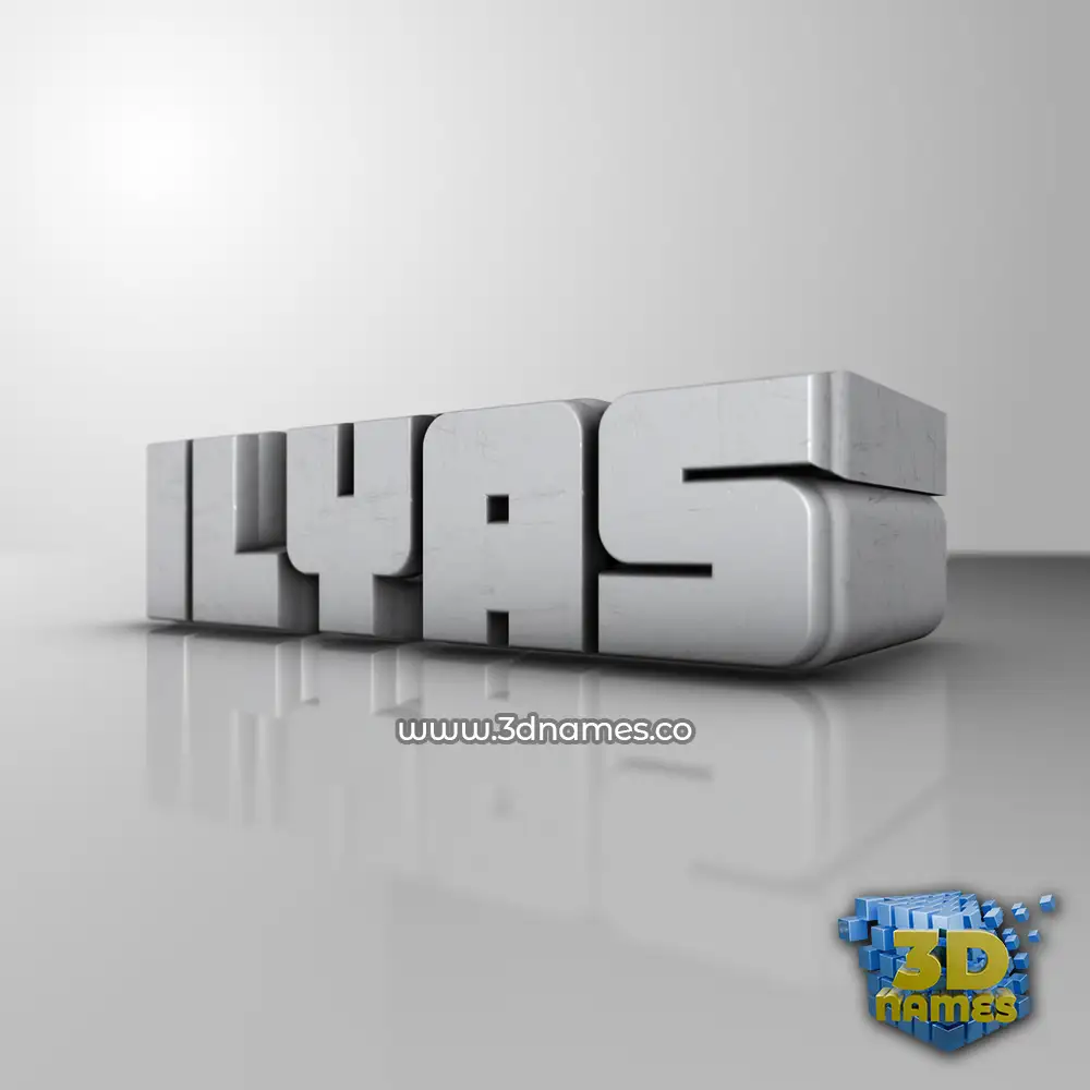 ilyas in White Metro style - 3D name wallpaper