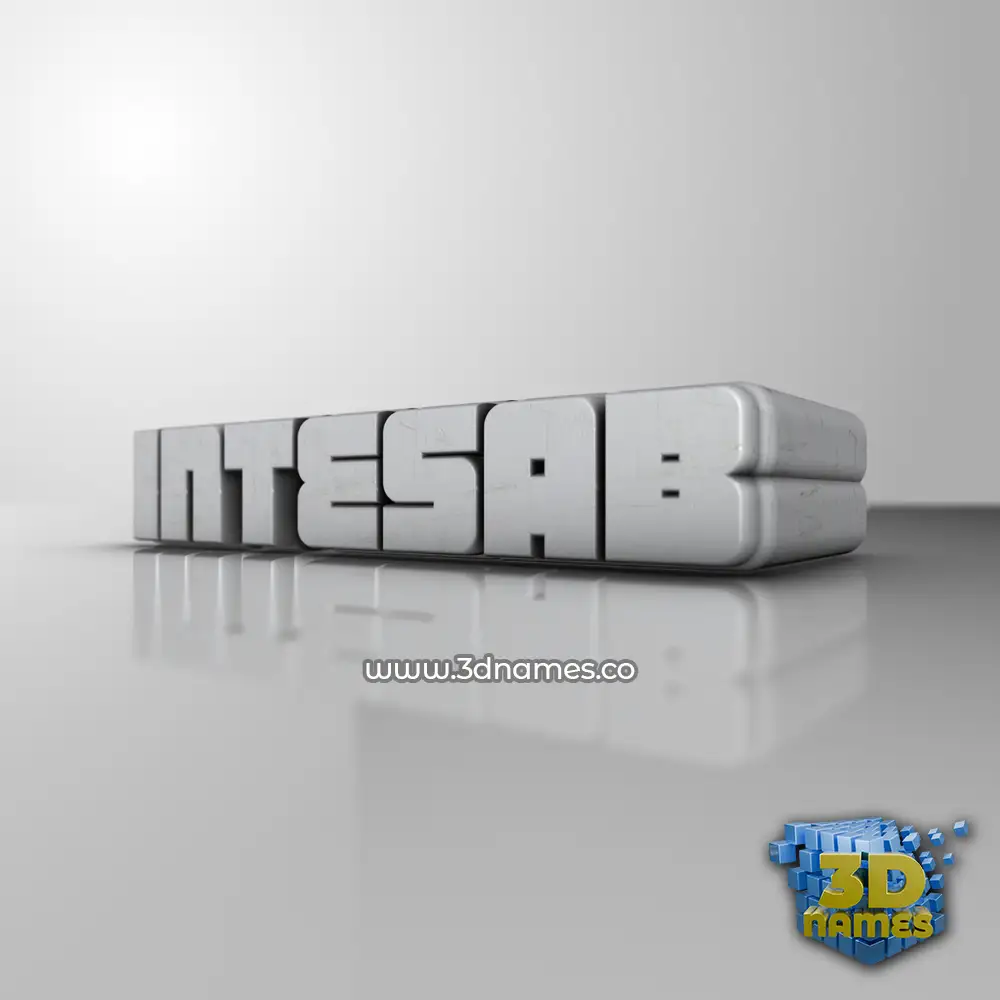 intesab in White Metro style - 3D name wallpaper