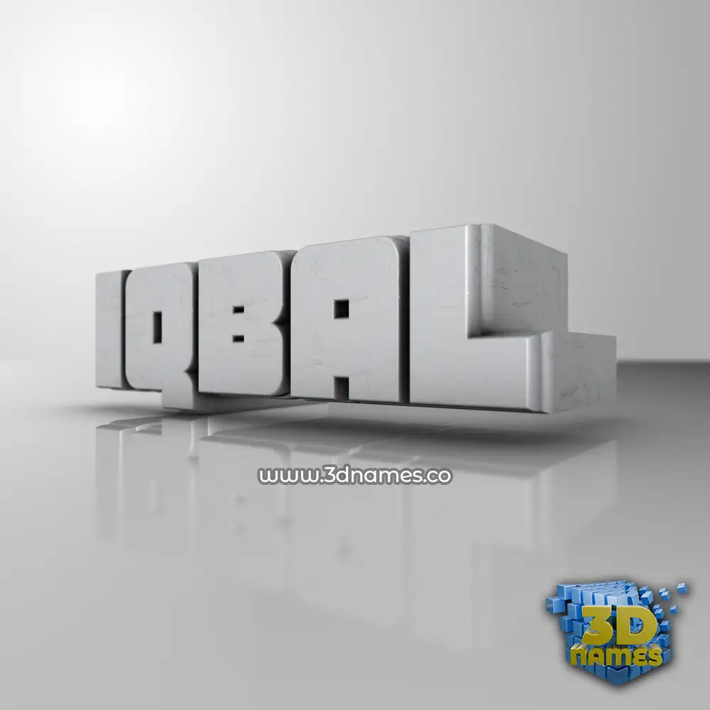 iqbal in White Metro style - 3D name wallpaper