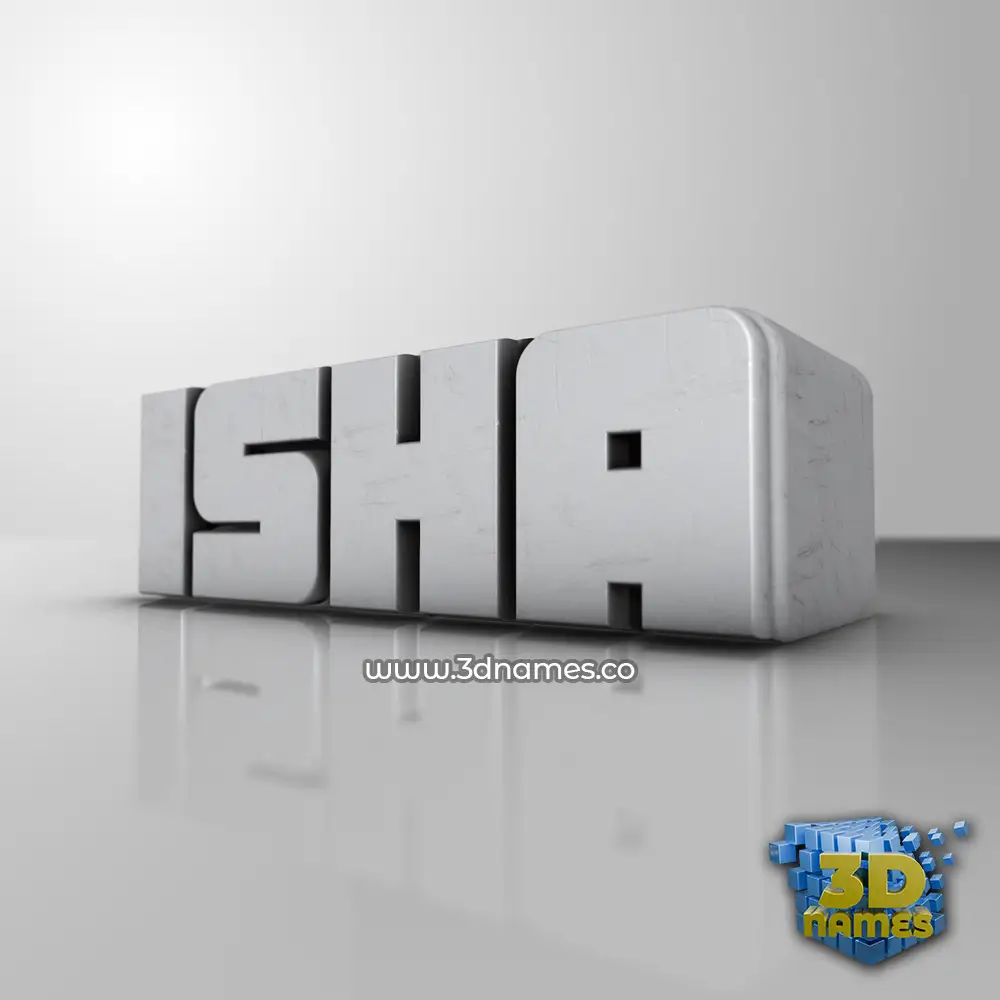 isha in White Metro style - 3D name wallpaper