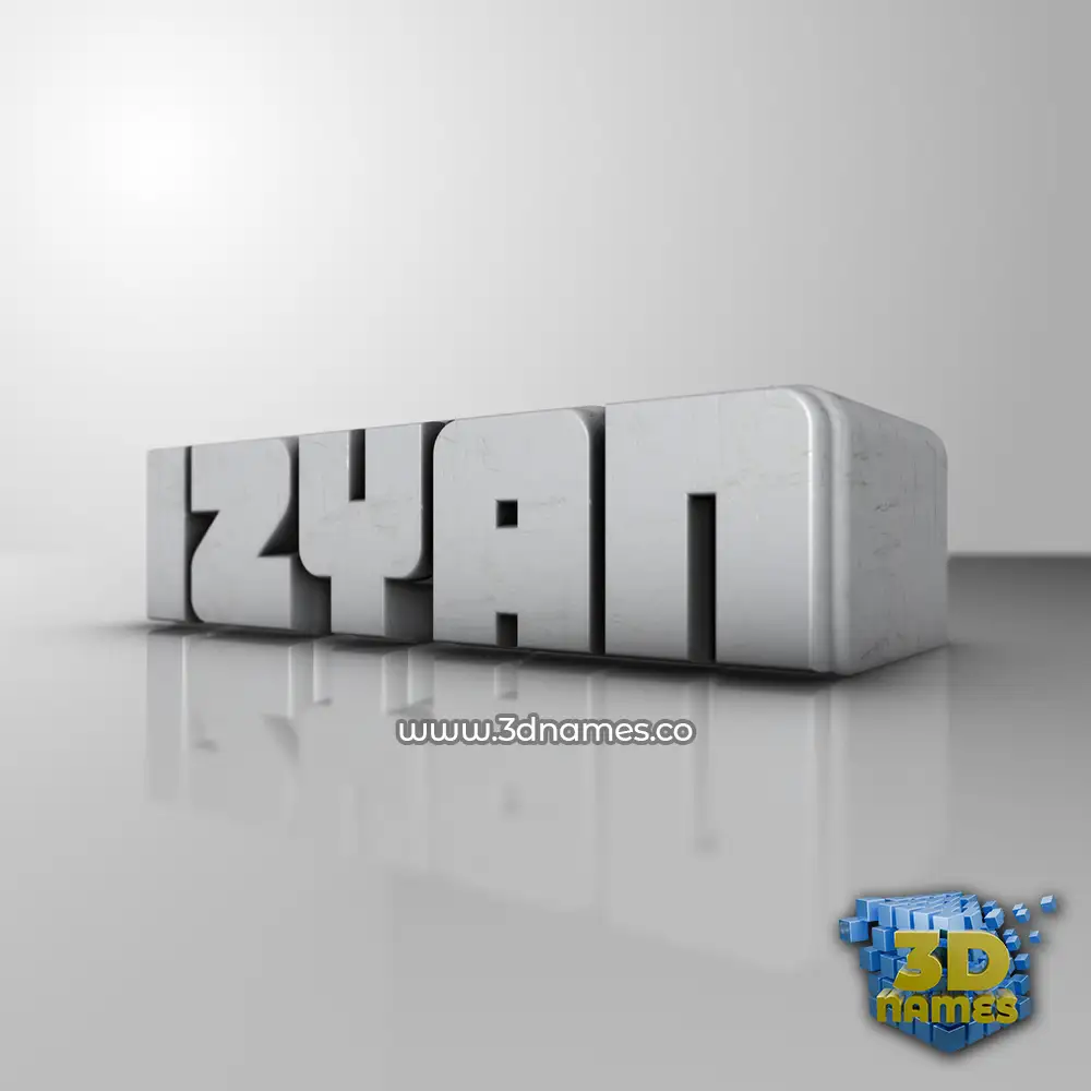 izyan in White Metro style - 3D name wallpaper