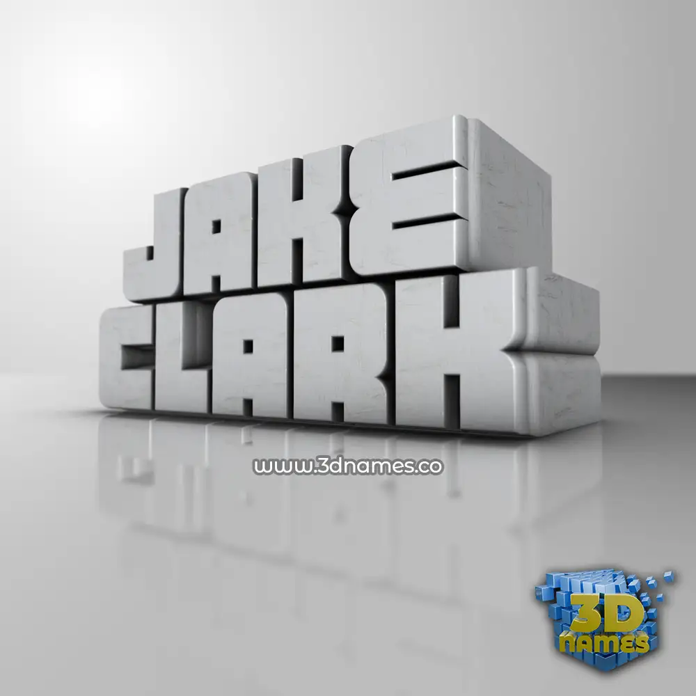 jake clark in White Metro style - 3D name wallpaper