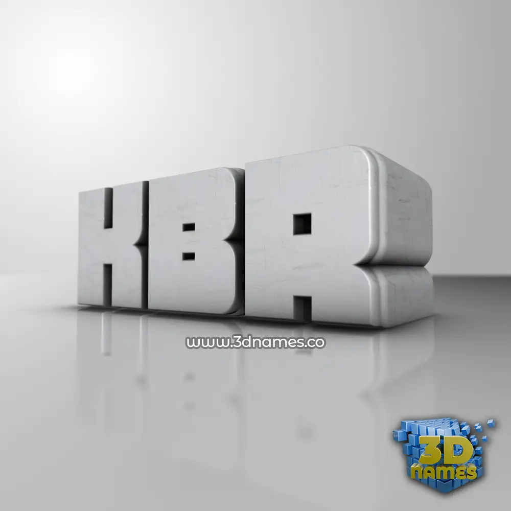 kbr in White Metro style - 3D name wallpaper