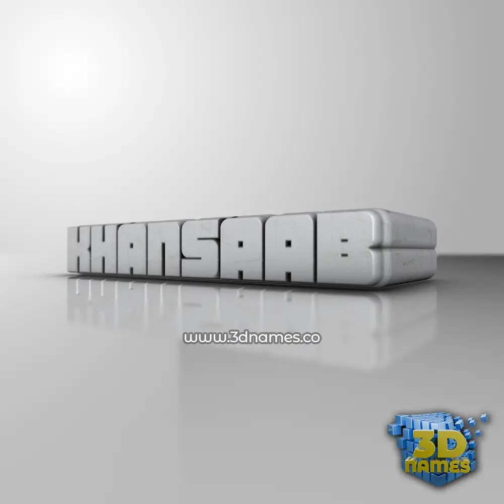 khansaab in White Metro style - 3D name wallpaper
