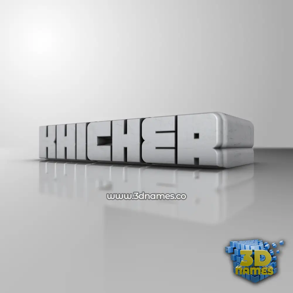 khicher in White Metro style - 3D name wallpaper