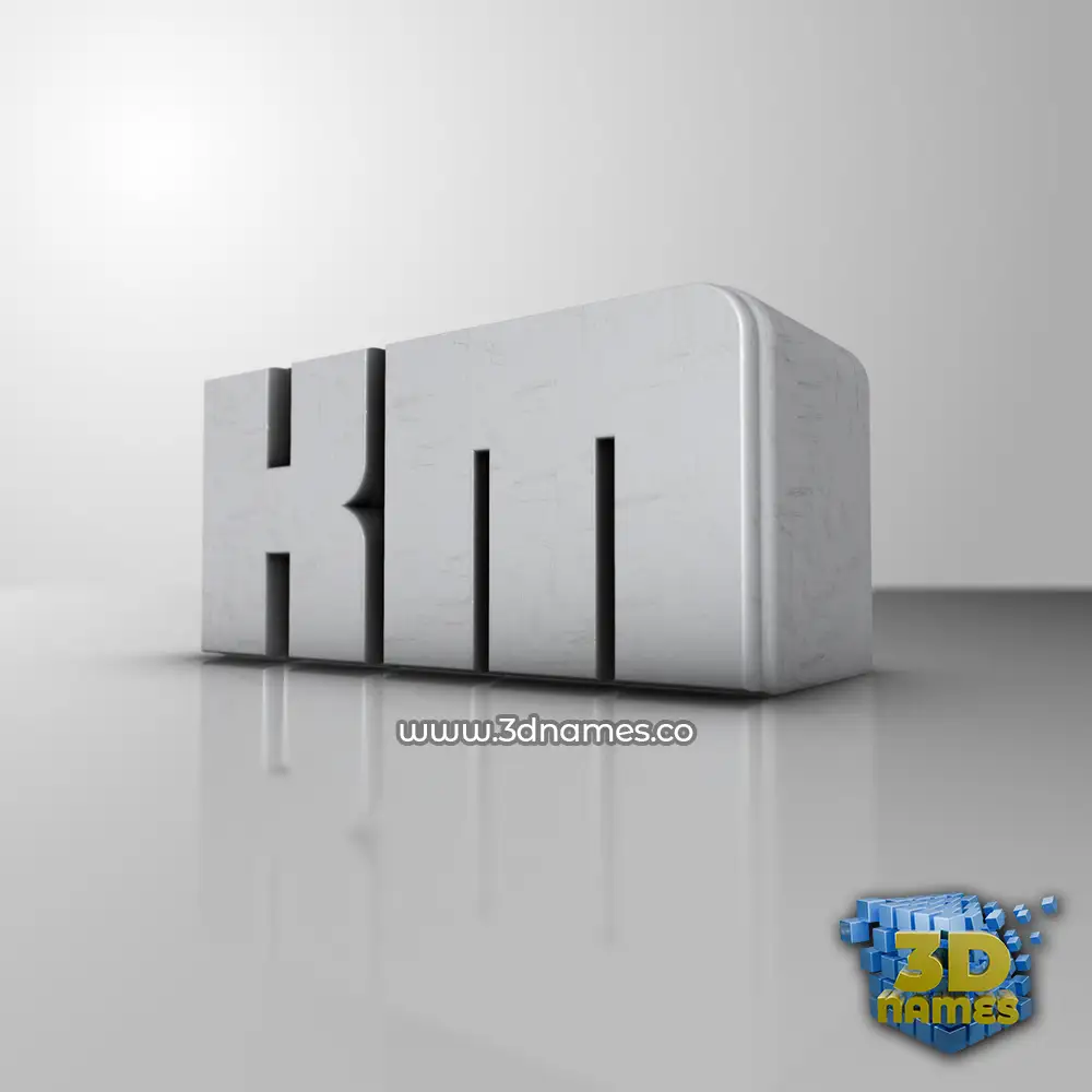 km in White Metro style - 3D name wallpaper