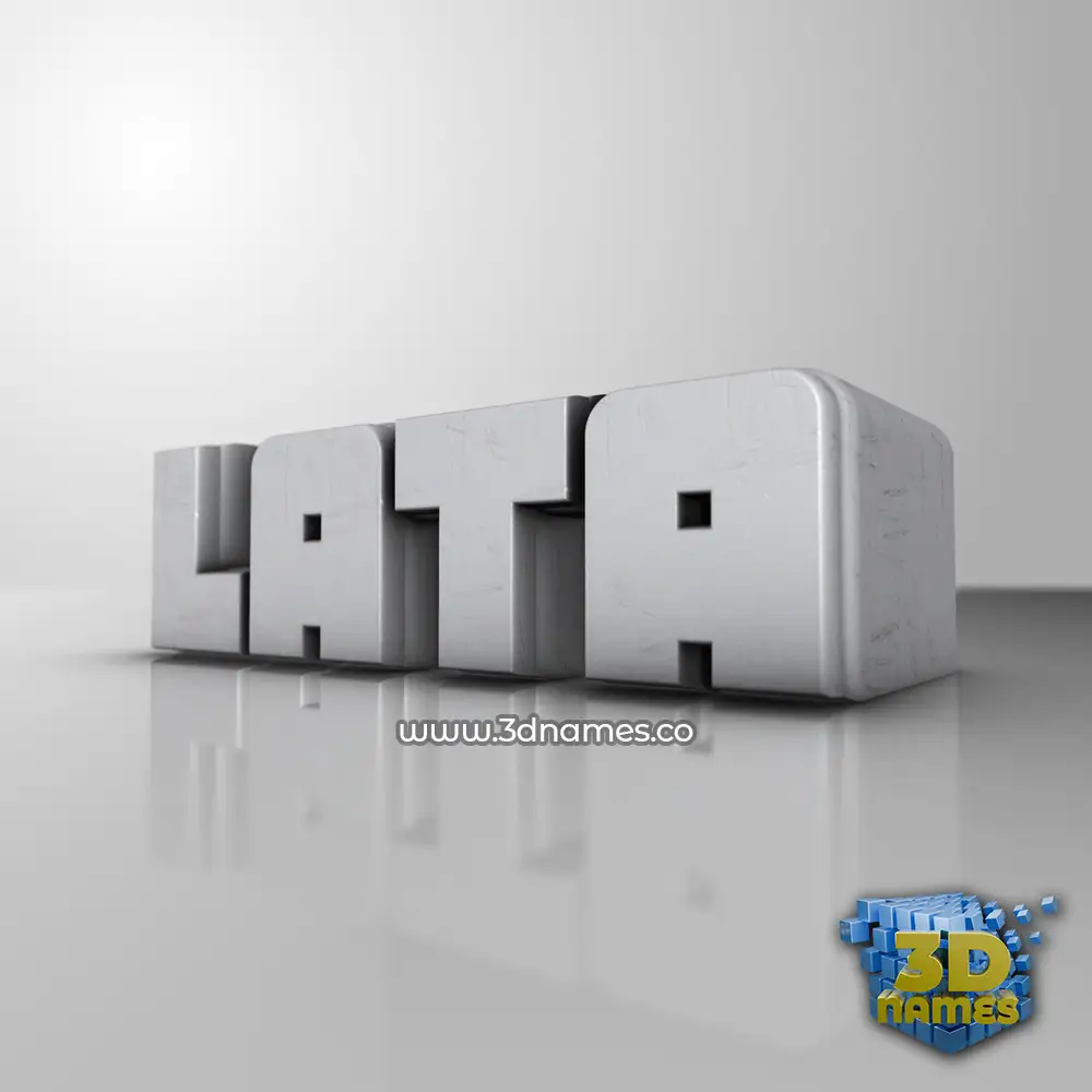 lata in White Metro style - 3D name wallpaper