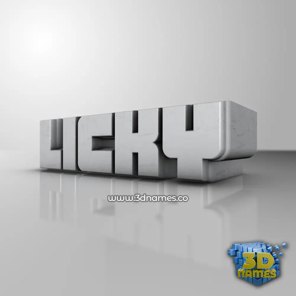 licky in White Metro style - 3D name wallpaper