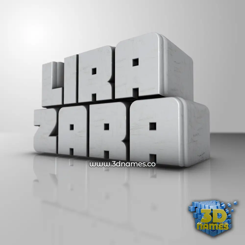 lira zara in White Metro style - 3D name wallpaper