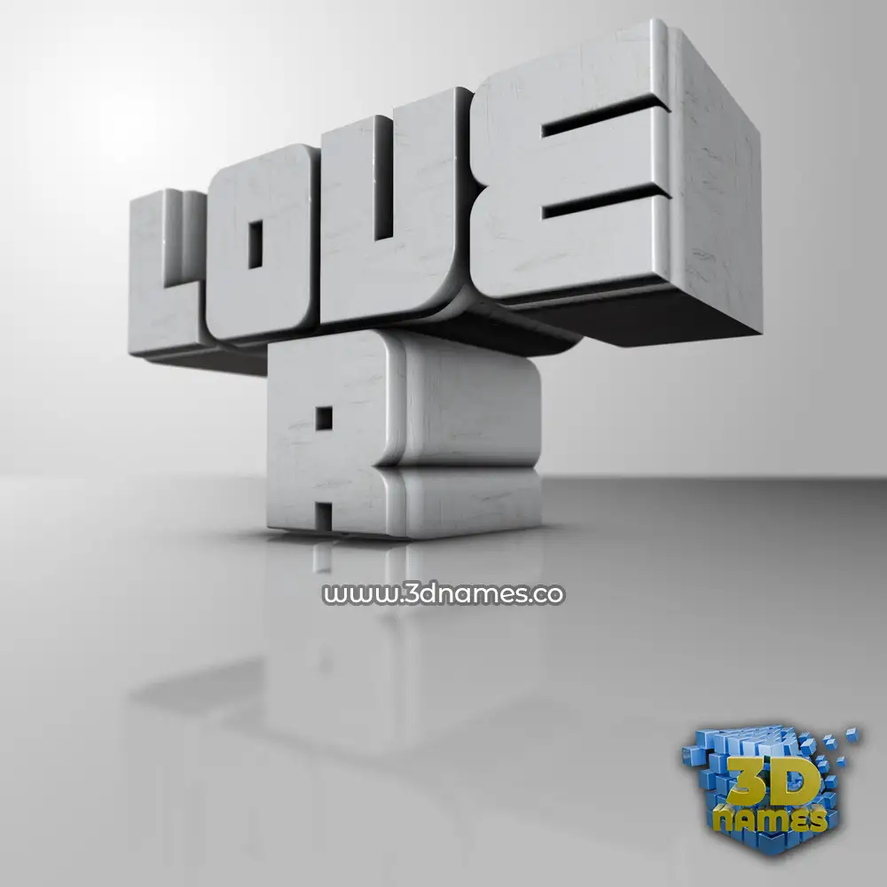 love r in White Metro style - 3D name wallpaper