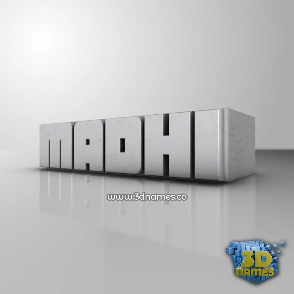 madhi in White Metro style - 3D name wallpaper